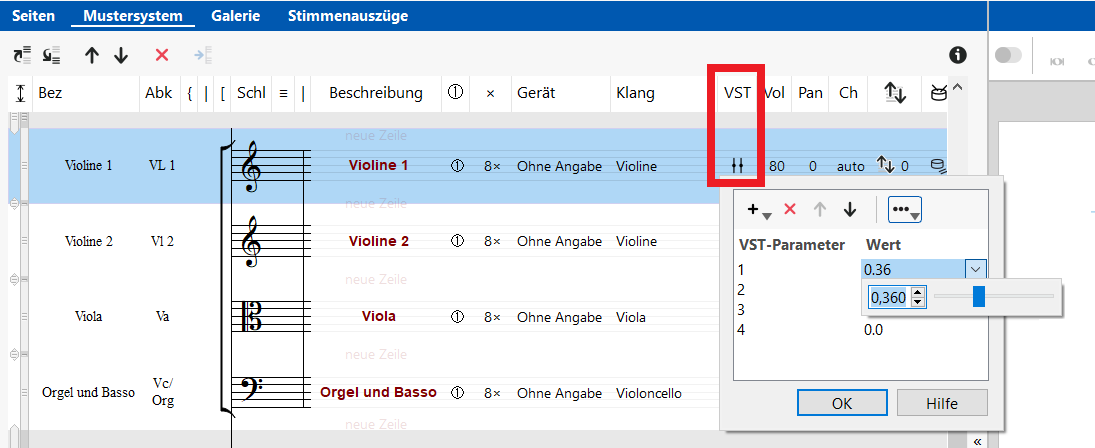 VST-Parameter eintragen aus 16.000